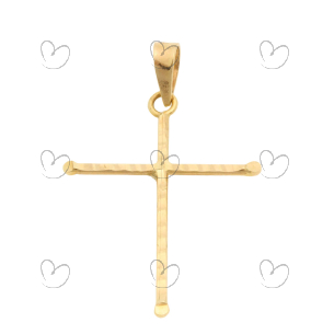 Pingente Cruz 15mm x 20mm Diamantada Ouro 18k
