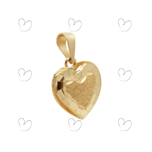 Pingente Coração Diamantado e Martelado Ouro 18k
