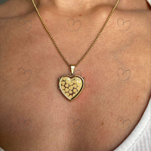 Pingente Relicário Coração Gravado Corações Ouro 18k