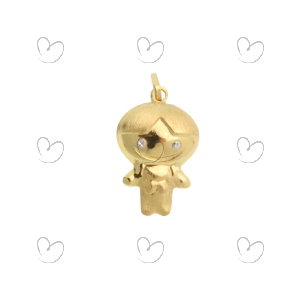 Pingente Menino com Detalhes em Ródio Ouro 18k