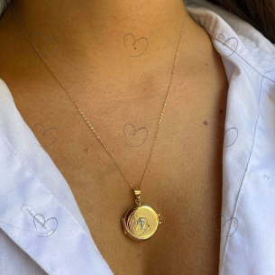 Pingente Relicário Redondo Personalizado Ouro 18k