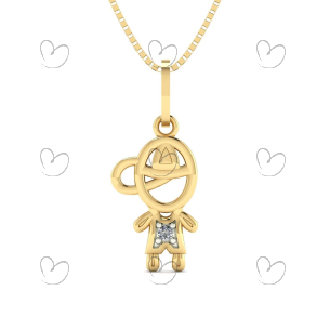 Pingente Menino com Pedra de Zircônia Ouro 18k