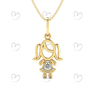 Pingente Menina com Pedra de Zircônia Ouro 18k