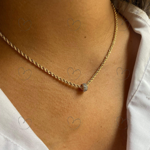 Pingente Separador com 24 Pedras de Zircônia Ouro 18k