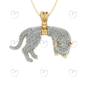 Pingente Pantera com Zircônias Brancas Ouro 18k