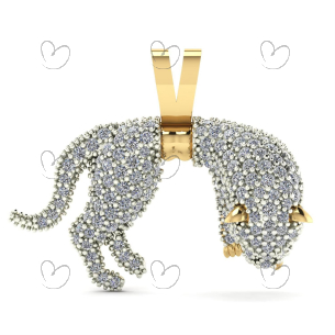 Pingente Pantera com Zircônias Brancas Ouro 18k