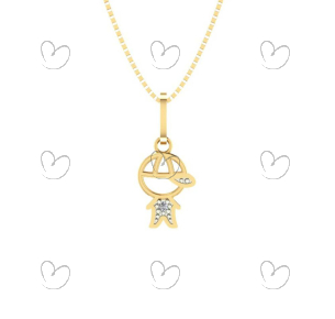 Pingente Menino Mini com Boné Ouro 18k