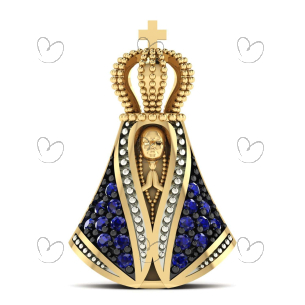Pingente Nossa Senhora Aparecida 18 Zircônias Ouro 18k