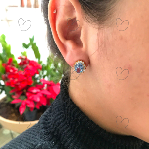 Brinco Oval Galeria Ouro 18k