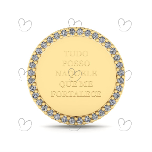 Pingente Mandala Tudo Posso Naquele que me Fortalece Ouro 18k