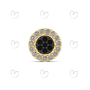Pingente Redondo Pavê Branco e Preto Ouro 18k