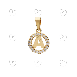 Pingente Personalizado Letra com Zircônias Ouro 18k