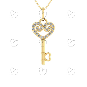 Pingente Chave com Coração Ouro 18k