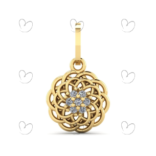 Pingente Miolo Flor Pavê Ouro 18k