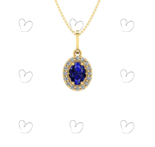 Pingente Oval Fileira Ouro 18k