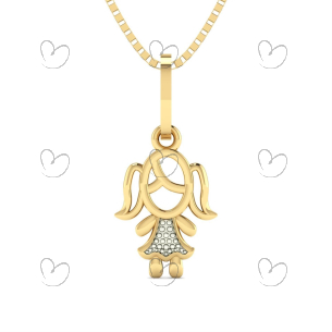 Pingente Menina de Chuquinha e Roupa Branca Ouro 18k