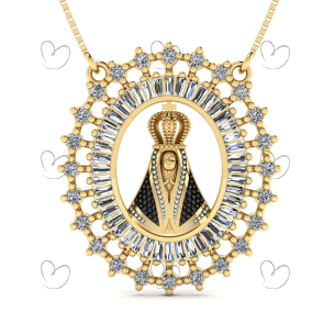 Pingente Nossa Senhora Aparecida Mandala Ouro 18k