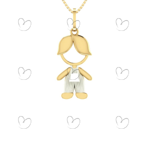 Pingente Menino com Ródio Ouro 18k