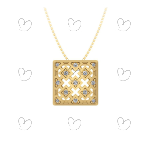 Pingente Chuveiro Quadrado 11mm Ouro 18k