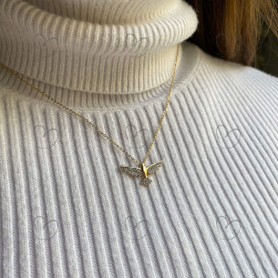 Pingente Espirito Santo Pave com Treze Pedras de Zircônia Ouro 18k