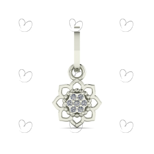Pingente Miolo Flor Pavê com Diamante Ouro 18k