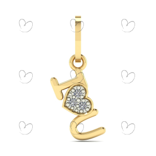 Pingente I love You com Coração Ouro 18k