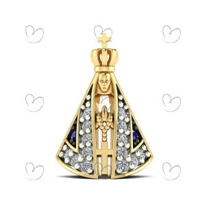 Pingente Nossa Senhora Aparecida 15mm x 9mm Ouro 18k