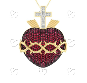 Pingente Sagrado Coração de Jesus Grande Ouro 18k