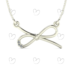 Gargantilha Laço com Diamante Ouro Branco 18k
