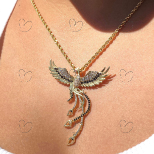 Pingente Fenix com Zircônias Cravejadas Ouro 18k
