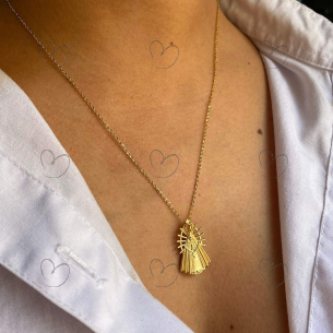 Pingente de Nossa Senhora Aparecida Grande Ouro 18k