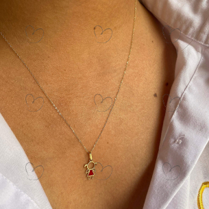 Pingente Menina com Resina Ouro 18k