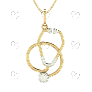 Pingente Profissão Estetoscópio Bicolor Ouro 18k