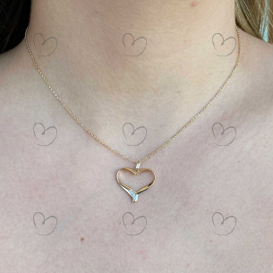 Pingente Coração Estilizado com Zircônia Ouro 18k