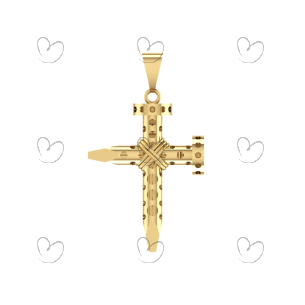 Pingente Cruz Prego Oco 2 Pontas Ouro 18k