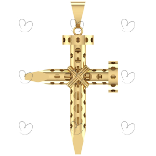 Pingente Cruz Prego com Duas Pontas Grande Ouro 18k