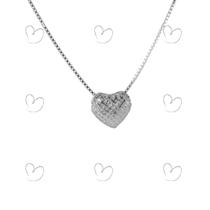 Pingente Coração Duplo Telado Ouro Branco 18k