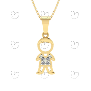Pingente Menino Pave 4 Pedras Ouro 18k