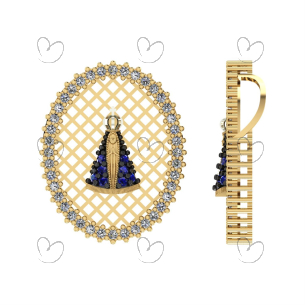 Pingente Galeria Oval Nossa Senhora Ouro 18k