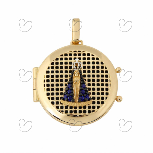 Pingente Relicário Redondo Nossa Senhora Ouro 18k
