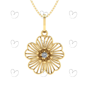 Pingente Flor Vazada 5 Pétalas Ouro 18k