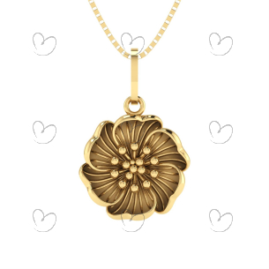 Pingente Flor Fechada 6 Pétalas Ouro 18k