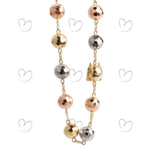Pulseira Bola 9mm Diamantada 21cm Tricolor Ouro 18k
