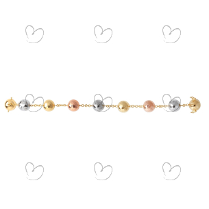 Pulseira Bola 12mm Diamantada 20cm Tricolor Ouro 18k