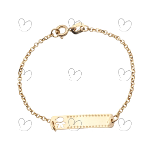 Pulseira Infantil de Plaquinha Menino Vazado Ouro 18k