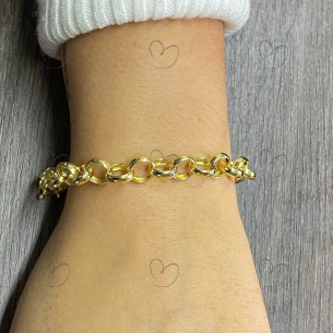 Pulseira Malha Portuguesa de 20cm Média Ouro 18k