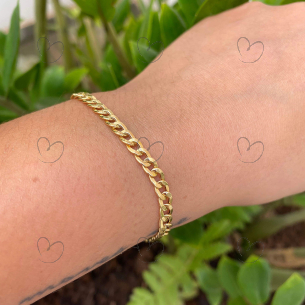 Pulseira Malha Groumet Achatada Ouro 18k