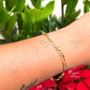 Pulseira Malha 3x1 Achatada Ouro 18k
