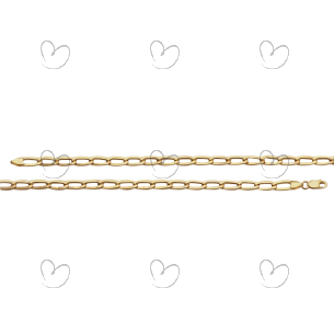 Corrente Malha 0x0 Achatada 60cm Média Ouro 18k
