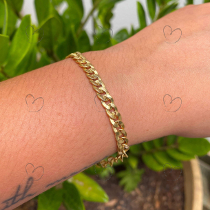 Pulseira Groumet Achatada Ouro 18k